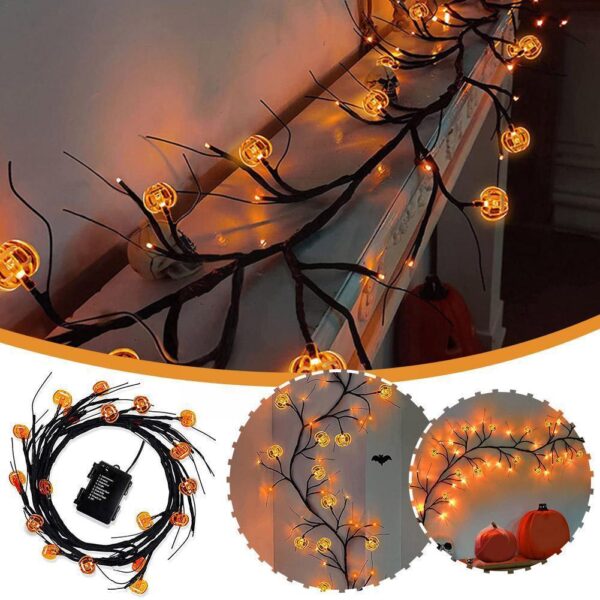 Halloween LED Willow Vine String Light Cool Cartoon Bat Pumpkin Decoration For Indoor Outdoor Party House Decor - Image 7