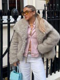 Winter Plush Coat Fashion Thicken Lapel Outwear Casual Long Sleeve Tops Womens Clothing - Image 5