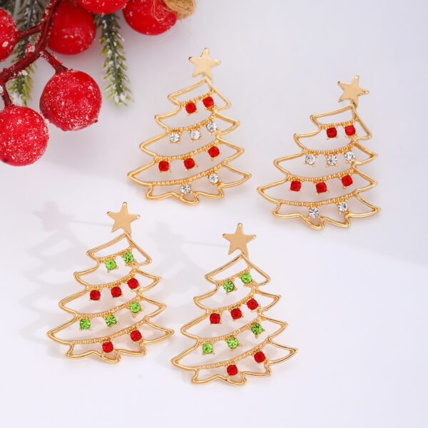 Christmas Earrings With Christmas Tree Colorful Zircon Christmas Tree Earrings  For Women Personality Earrings Party Jewelry Christmas Gift - Image 6