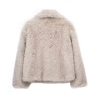 Winter Plush Coat Fashion Thicken Lapel Outwear Casual Long Sleeve Tops Womens Clothing - Image 9