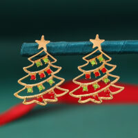Christmas Earrings With Christmas Tree Colorful Zircon Christmas Tree Earrings  For Women Personality Earrings Party Jewelry Christmas Gift - Image 3