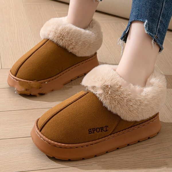 Cozy Plush Soft Slippers Shoes For Women Non-Slip Platform Shoes With Faux Fur Lining Mute Sole And Comfortable Fit For Indoor Wear - Image 4