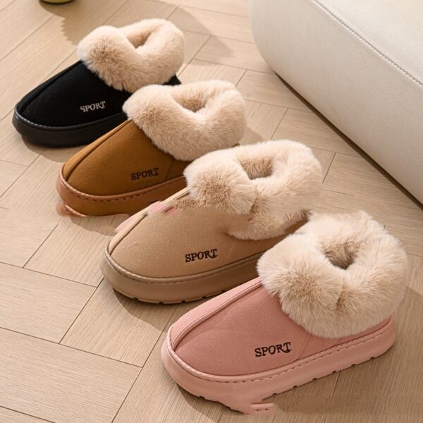 Cozy Plush Soft Slippers Shoes For Women Non-Slip Platform Shoes With Faux Fur Lining Mute Sole And Comfortable Fit For Indoor Wear - Image 3