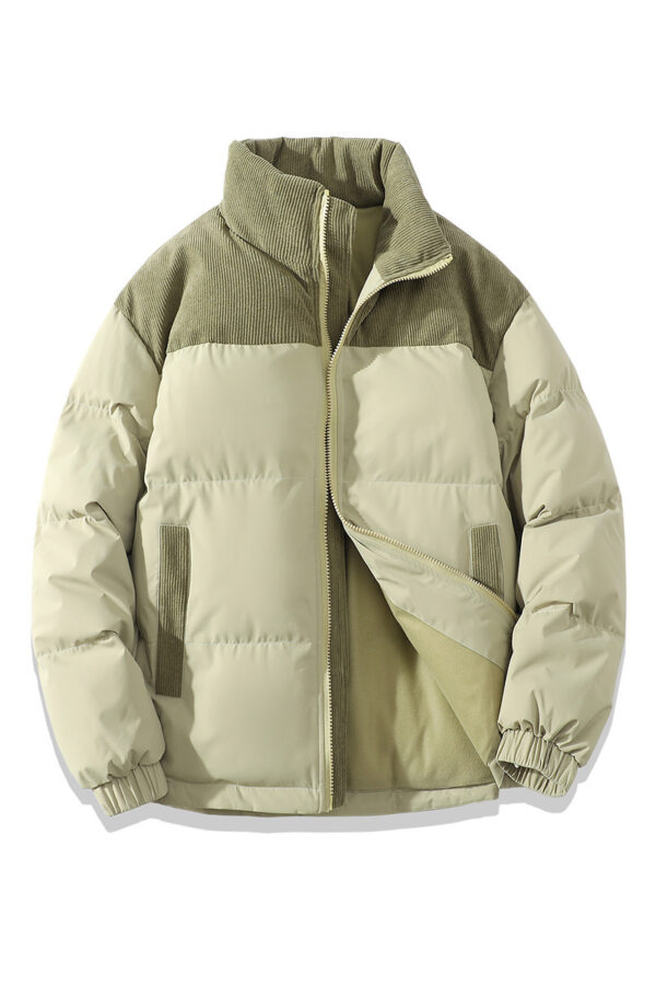 Contrast Color Fashion Loose Cotton Padded Jacket - Image 4