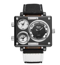 Men's Multi Time Zone Canvas Square Dial Plate Watch - Image 2