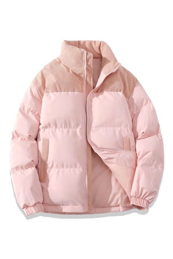 Contrast Color Fashion Loose Cotton Padded Jacket - Image 7