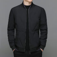 Fashion Down Jacket Winter Warm Baseball Jacket For Men Casual All-match Solid Color Coat - Image 6