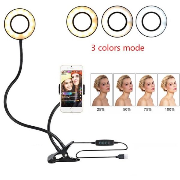 LED Selfie Ring Light for Live Adjustable Makeup Light-8cm Stand - Image 6