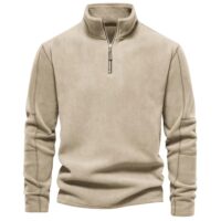 Fashion Personality Stand-collar Zippered Sweatshirt With Fleece Winter Casual Pullover Top Men's Clothing - Image 10