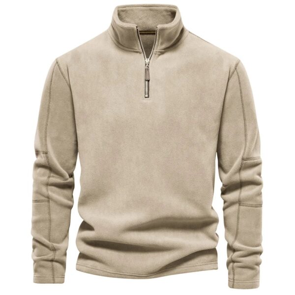 Fashion Personality Stand-collar Zippered Sweatshirt With Fleece Winter Casual Pullover Top Men's Clothing - Image 10