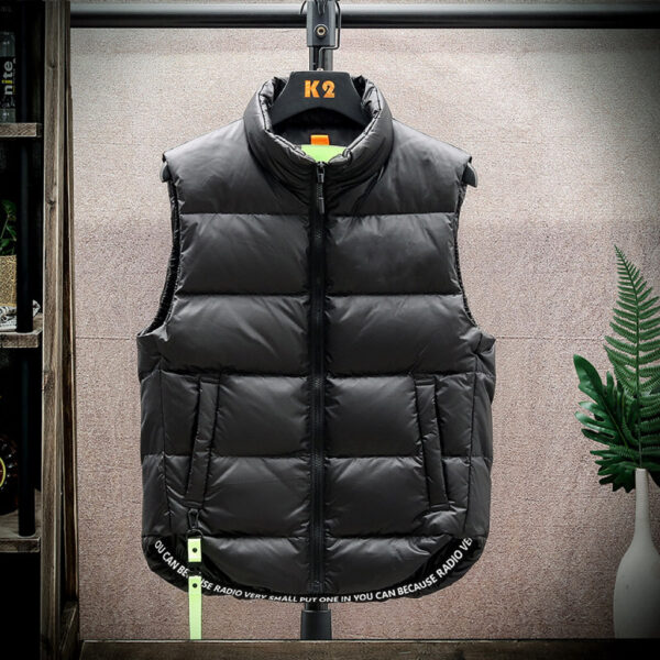 Men's Winter Down Vest Fashion All-match Stand-collar Sleeveless Jacket Solid Thickened Tank Outerwear Clothing - Image 6