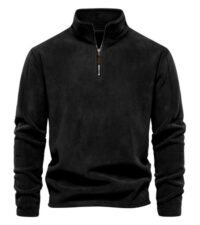 Fashion Personality Stand-collar Zippered Sweatshirt With Fleece Winter Casual Pullover Top Men's Clothing - Image 4