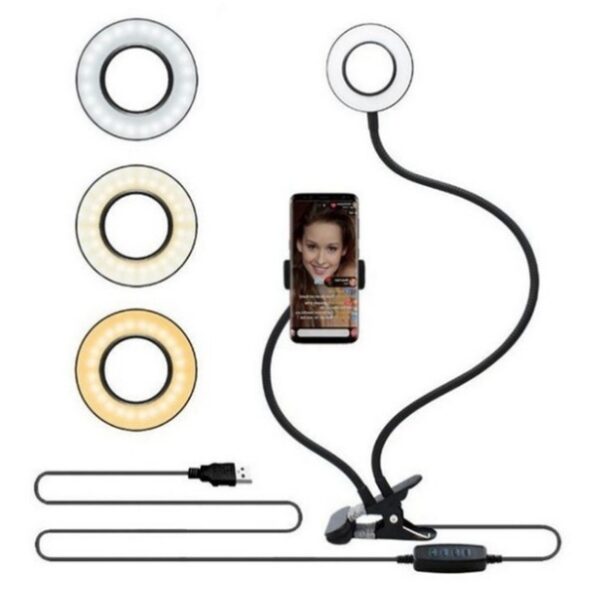 LED Selfie Ring Light for Live Adjustable Makeup Light-8cm Stand - Image 5