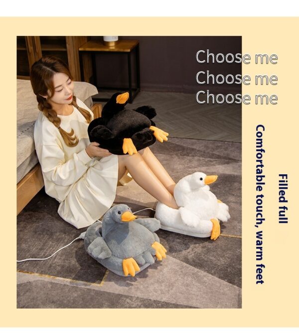 Cartoon Big Goose Feet Warmer Plug Electric Heating Detachable Winter Plush Warm Home - Image 3