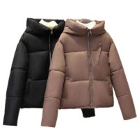 Short Solid Color For Women With Pocket Coat Thick Warm Cotton-padded Jacket - Image 3