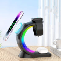 4 In 1 Magnetic Wireless Charger Fast Charging For Smart Phone Atmosphere Light Charging Station For Airpods Pro I-phone Watch - Image 8