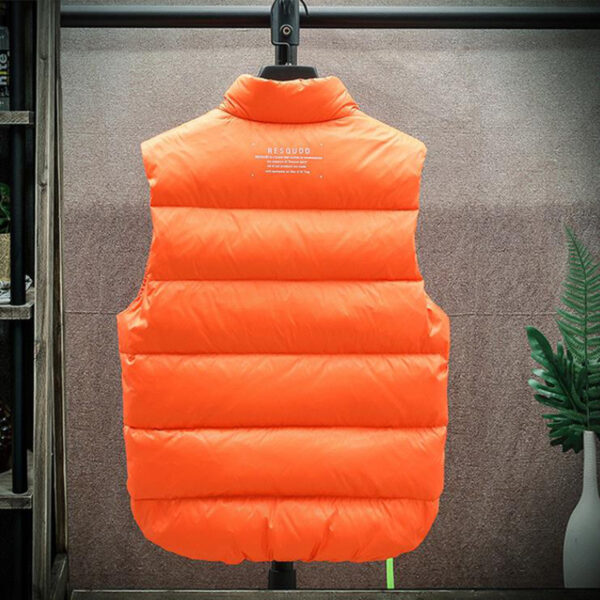 Men's Winter Down Vest Fashion All-match Stand-collar Sleeveless Jacket Solid Thickened Tank Outerwear Clothing - Image 5