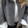 Women's Batwing Sleeve Cardigan Autumn And Winter Loose Short Cashmere Long Sleeve Coat - Image 8