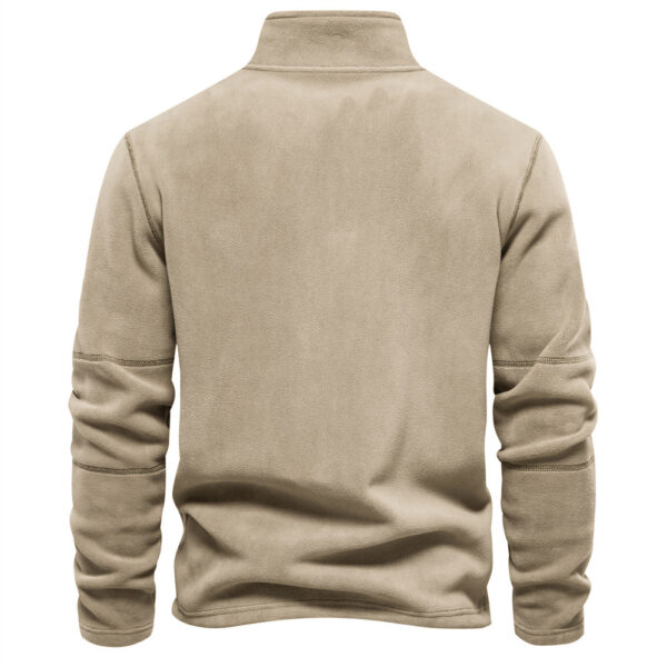 Fashion Personality Stand-collar Zippered Sweatshirt With Fleece Winter Casual Pullover Top Men's Clothing - Image 2