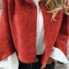 Women's Batwing Sleeve Cardigan Autumn And Winter Loose Short Cashmere Long Sleeve Coat - Image 6