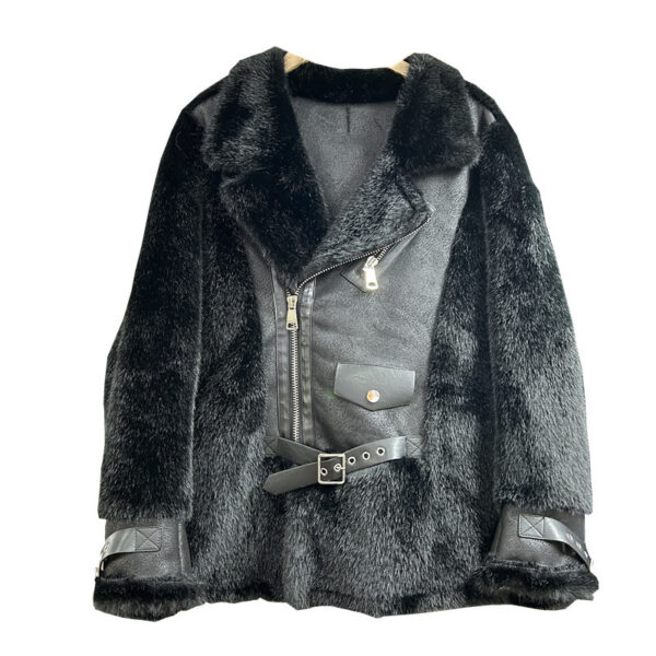 Fur Integrated Leisure Motorcycle Jacket Women - Image 5