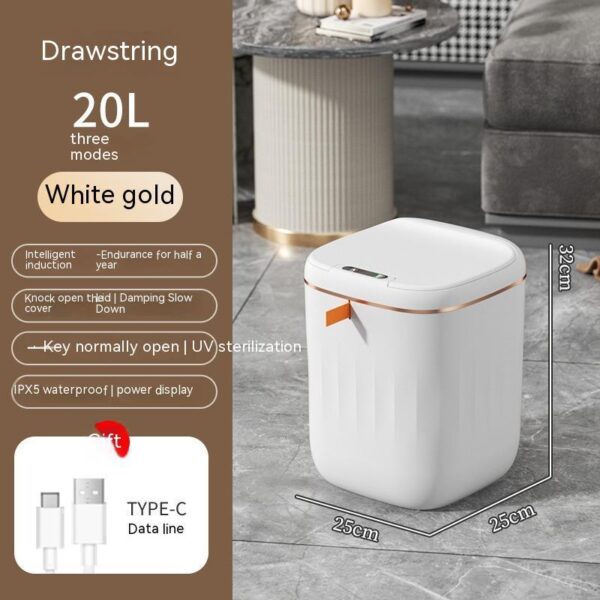 Smart Trash Can With Lid For Bedroom And Living Room Kitchen Storage Box Trash Can Induction Small Car Box Automatic Smart Dustbin Smart Trash Bin - Image 7