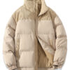 Contrast Color Fashion Loose Cotton Padded Jacket - Image 2