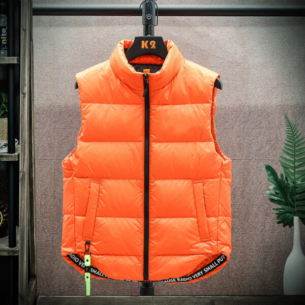 Men's Winter Down Vest Fashion All-match Stand-collar Sleeveless Jacket Solid Thickened Tank Outerwear Clothing - Image 7