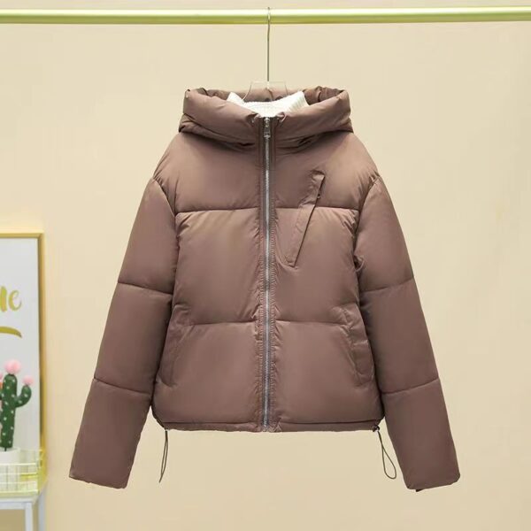 Short Solid Color For Women With Pocket Coat Thick Warm Cotton-padded Jacket - Image 5