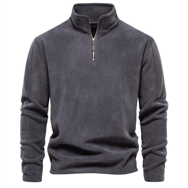 Fashion Personality Stand-collar Zippered Sweatshirt With Fleece Winter Casual Pullover Top Men's Clothing - Image 6