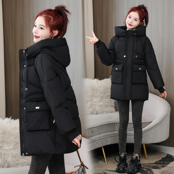 Winter Thick Mid-length Cotton Clothing Loose Plus Size Hooded Cotton-padded Jacket - Image 3