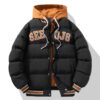 Fashion Letter Hooded Cotton Coat Winter Warm Solid Zipper Jacket For Men Teenagers Clothing - Image 8