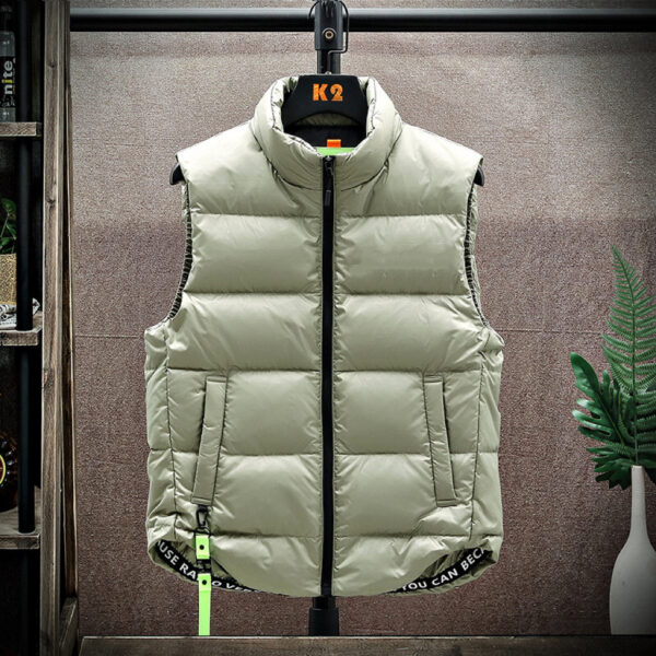 Men's Winter Down Vest Fashion All-match Stand-collar Sleeveless Jacket Solid Thickened Tank Outerwear Clothing - Image 2