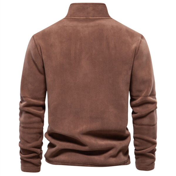 Fashion Personality Stand-collar Zippered Sweatshirt With Fleece Winter Casual Pullover Top Men's Clothing - Image 7