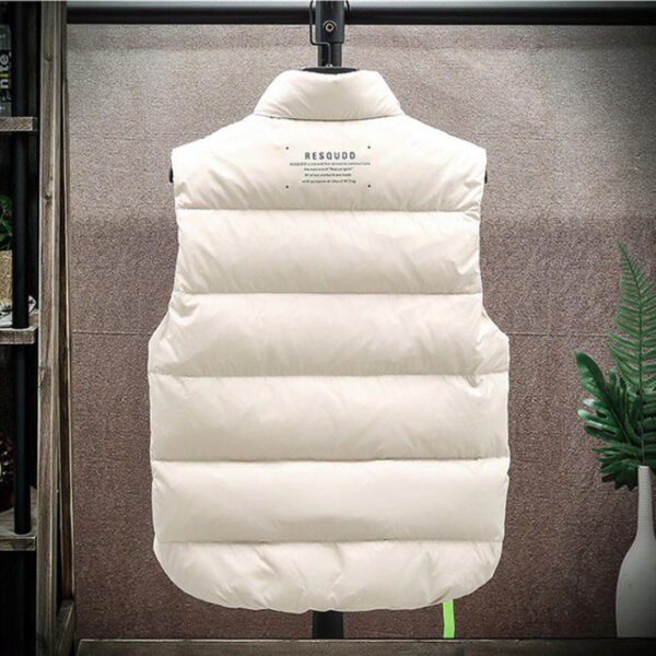 Men's Winter Down Vest Fashion All-match Stand-collar Sleeveless Jacket Solid Thickened Tank Outerwear Clothing - Image 4