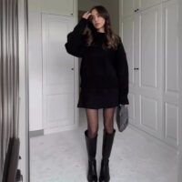 Sweater Skirt Sets For Women 2 Pieces Knit Casual Versatile Long Sleeve Pullover Elegant Solid High Waist Mini Skirt Outfit - Image 6