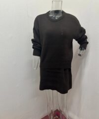 Sweater Skirt Sets For Women 2 Pieces Knit Casual Versatile Long Sleeve Pullover Elegant Solid High Waist Mini Skirt Outfit - Image 7