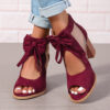 Large Size Thick Heel High Heels Women's Bow Sandals - Image 2