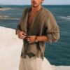 Half Sleeve Shirt Men's Clothing Handsome Trendy Casual