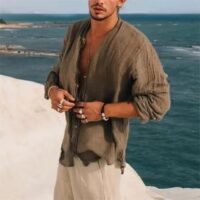 Half Sleeve Shirt Men's Clothing Handsome Trendy Casual