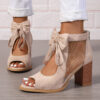 Large Size Thick Heel High Heels Women's Bow Sandals - Image 8