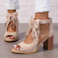 Large Size Thick Heel High Heels Women's Bow Sandals - Image 8